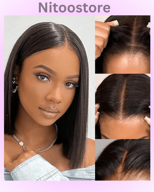 250% Density Straight Wear & Go Bob Wig, 100% Human Hair - Nitoo Store