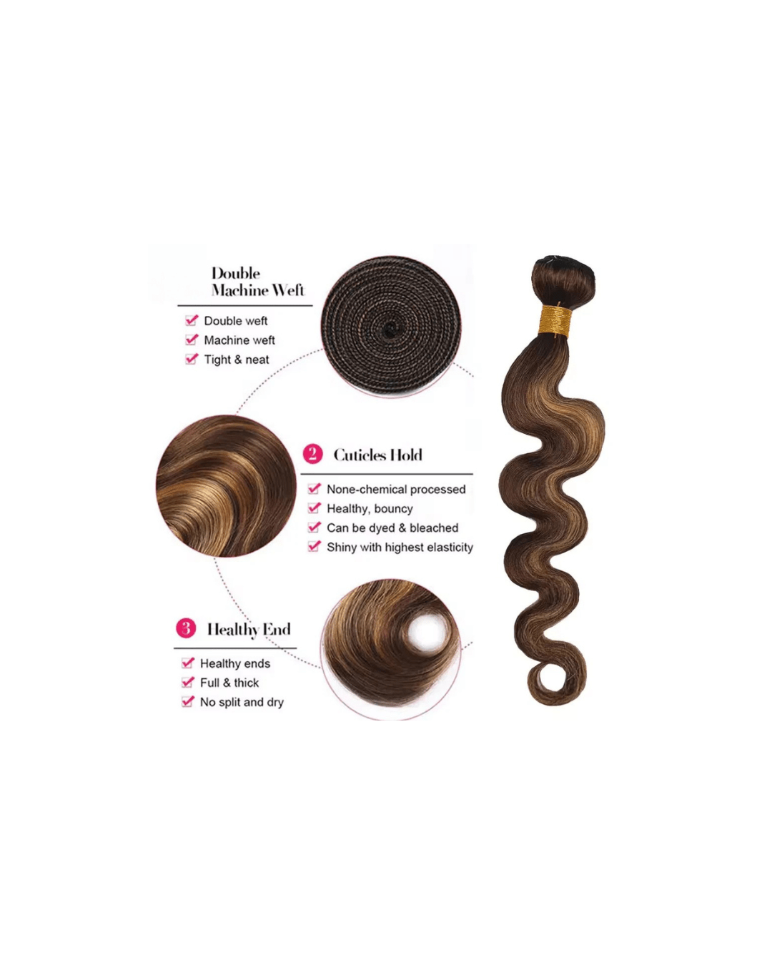 30–32 Inch Highlight Body Wave Hair Bundles - Nitoo Store