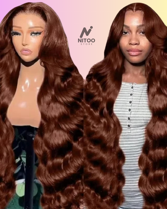 30 Inch Reddish Brown Body Wave Lace Frontal Nitoo Store