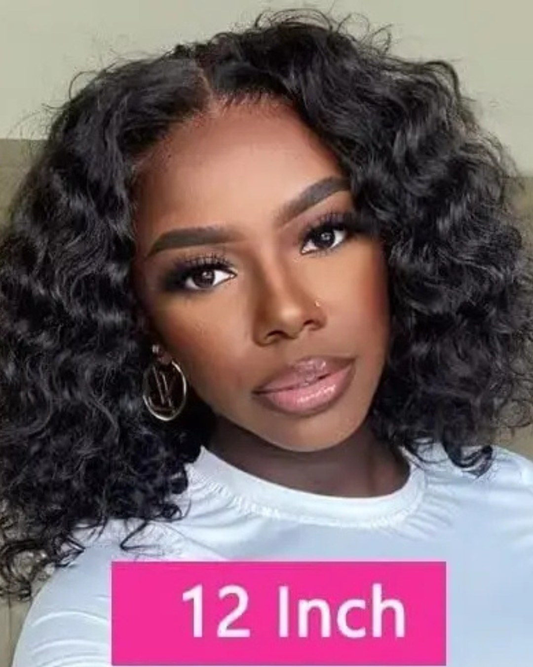 Brazilian 100% Human Deep Curly Bob Hair Wigs Natural Black Color Nitoostore