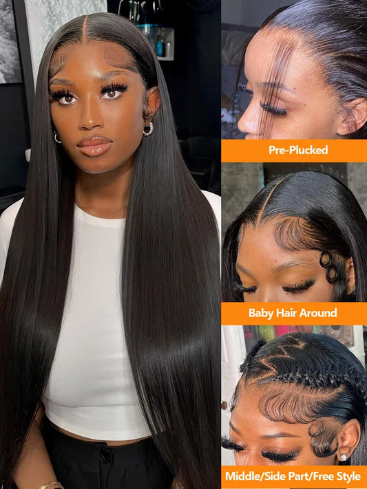 Natural Black 13x4/13x6 HD Transparent Lace Front Human Hair Wigs Pre Plucked 4x4 Nitoostore