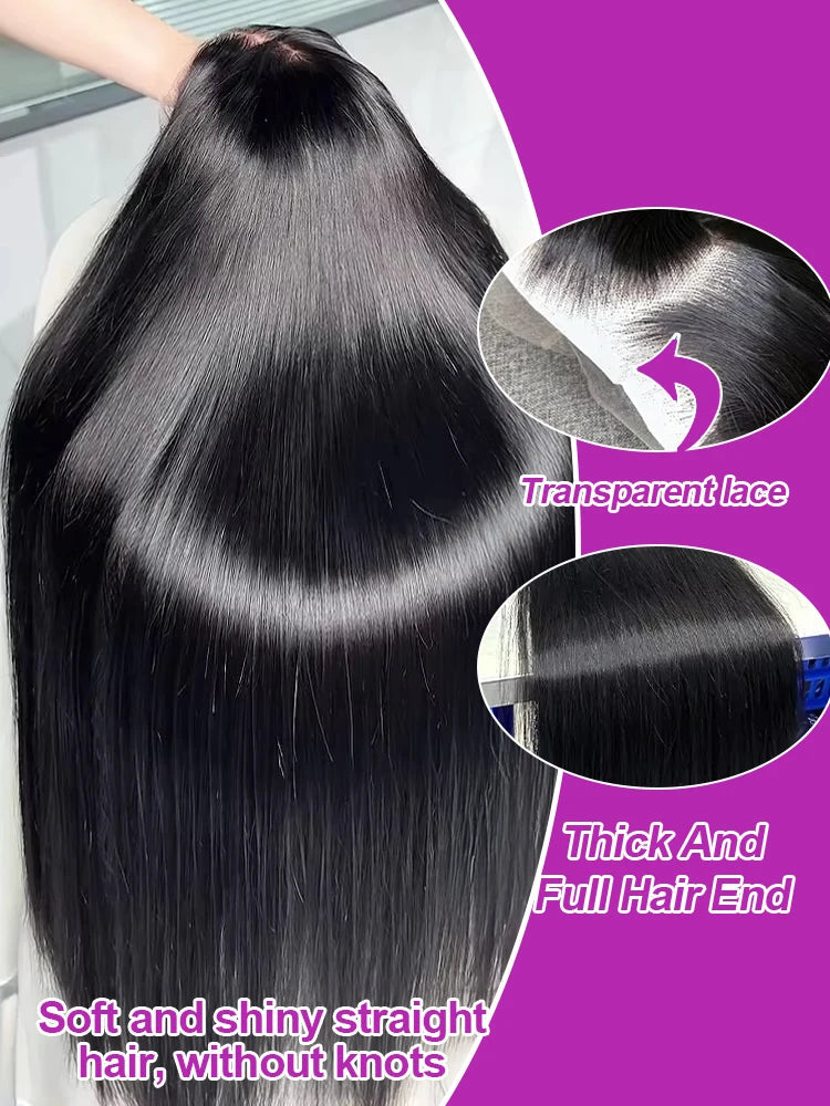300% High Density Straight Human Hair Wigs 13x6 13x4 HD Lace Front Wig Brazilian 40 46 Inch 360 Full Lace Frontal Human Hair Wig Nitoo Store