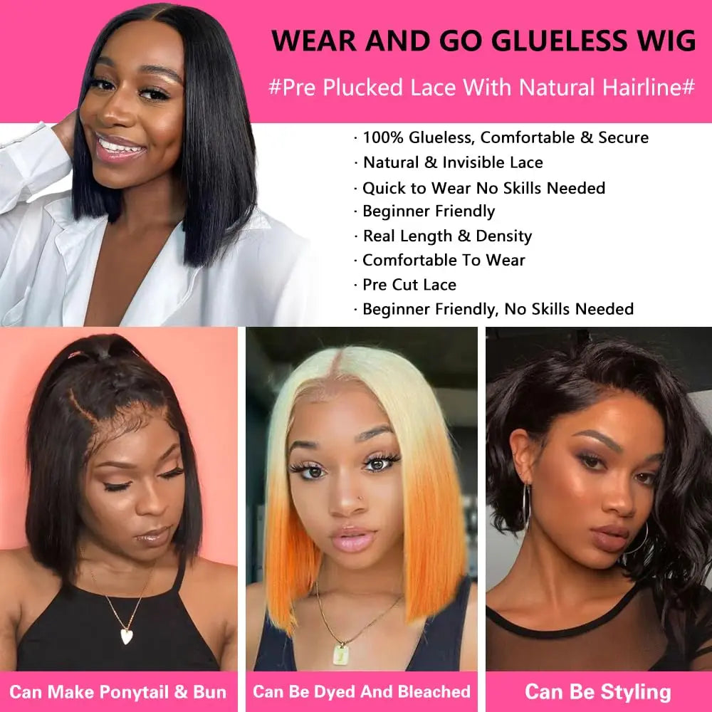 Human Hair Bob Straight Pre Cut Lace Front Nitoostore