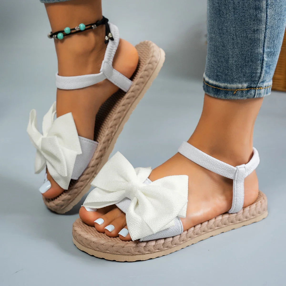 Lightweight Sandals Fashion Beach Casual Slippers Outdoor Bow Tie Flat Shoes Home Slides Women Nitoostore