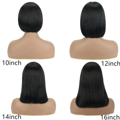 Human Hair 13X4 Lace Front Wig 180% Density Short Straight Frontal Nitoostore