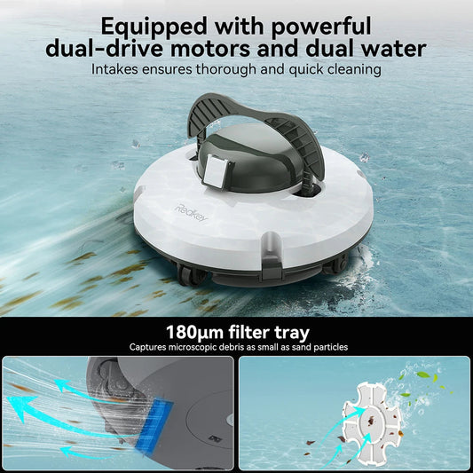Robotic Pool Cleaner Vacuum IPX8 Waterproof 5200mAh Recharge 130 Mins Self-Parking Swimming Pool Cleaner Nitoostore