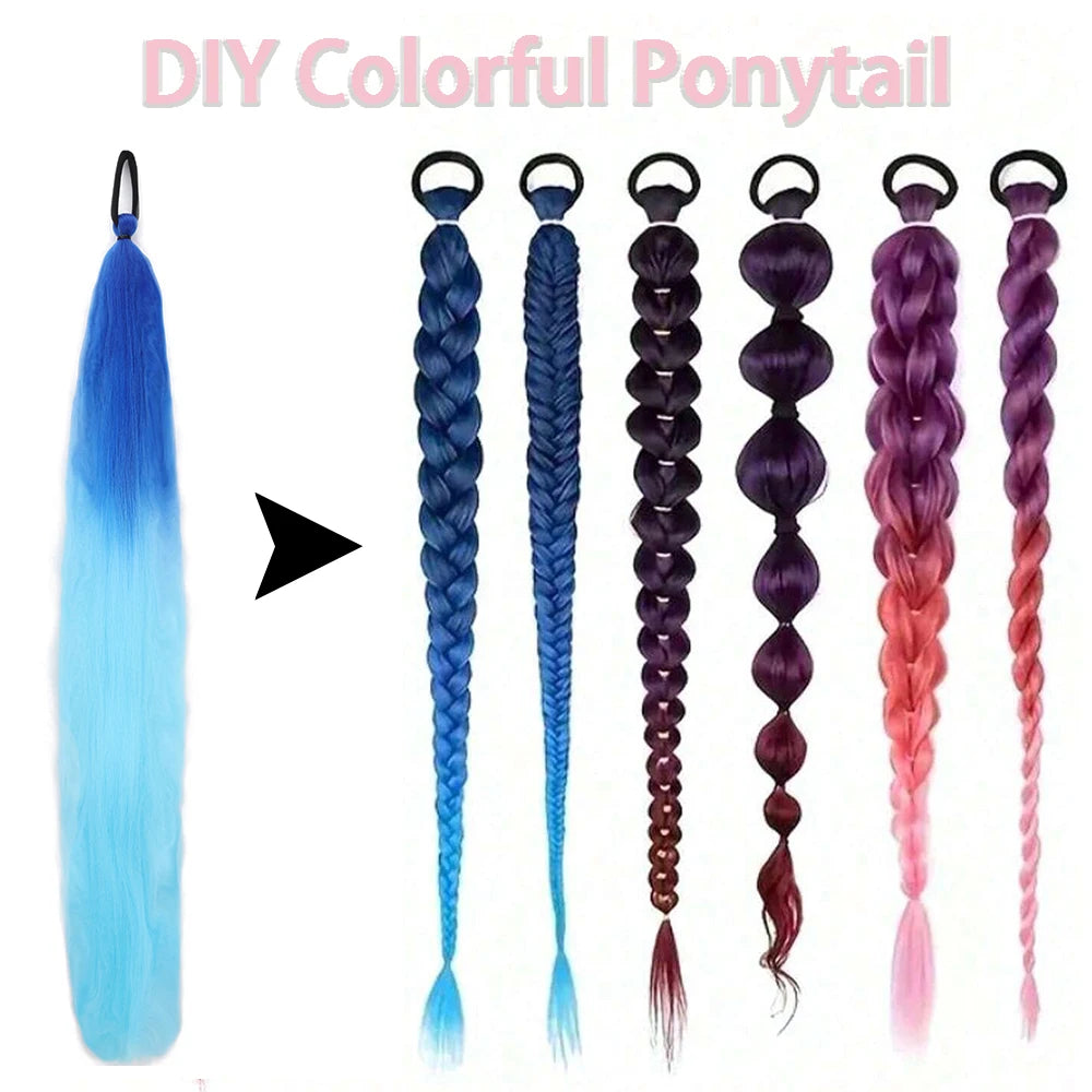Synthetic Colorful Ponytail Extensions,2 Pcs Nitoo Store