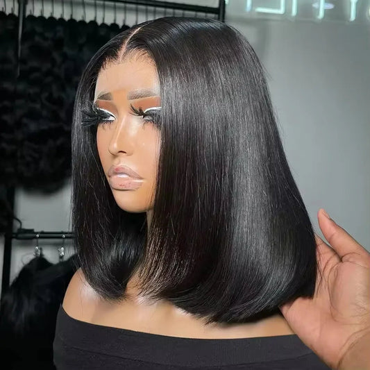 250 Density 100 Human Hair Lace Frontal Wigs Straight Natural Black Nitoostore