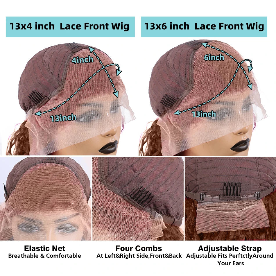 30 36 Inch 250 Density Chocolate Brown Body Wave 13x6 HD Lace Front Human Hair Wigs  Colored 13x4 Nitoostore