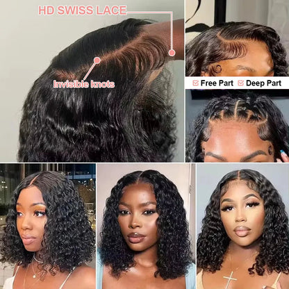 250% Density 13x6 13x4 HD Lace Frontal Wigs Deep Wave Lace Front Human Hair Wig Short Bob 7x5 Glueless Wigs Curly Human Hair Wig Nitoo Store