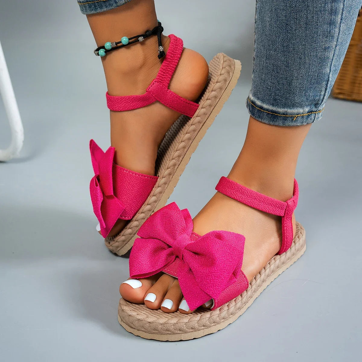 Lightweight Sandals Fashion Beach Casual Slippers Outdoor Bow Tie Flat Shoes Home Slides Women Nitoostore