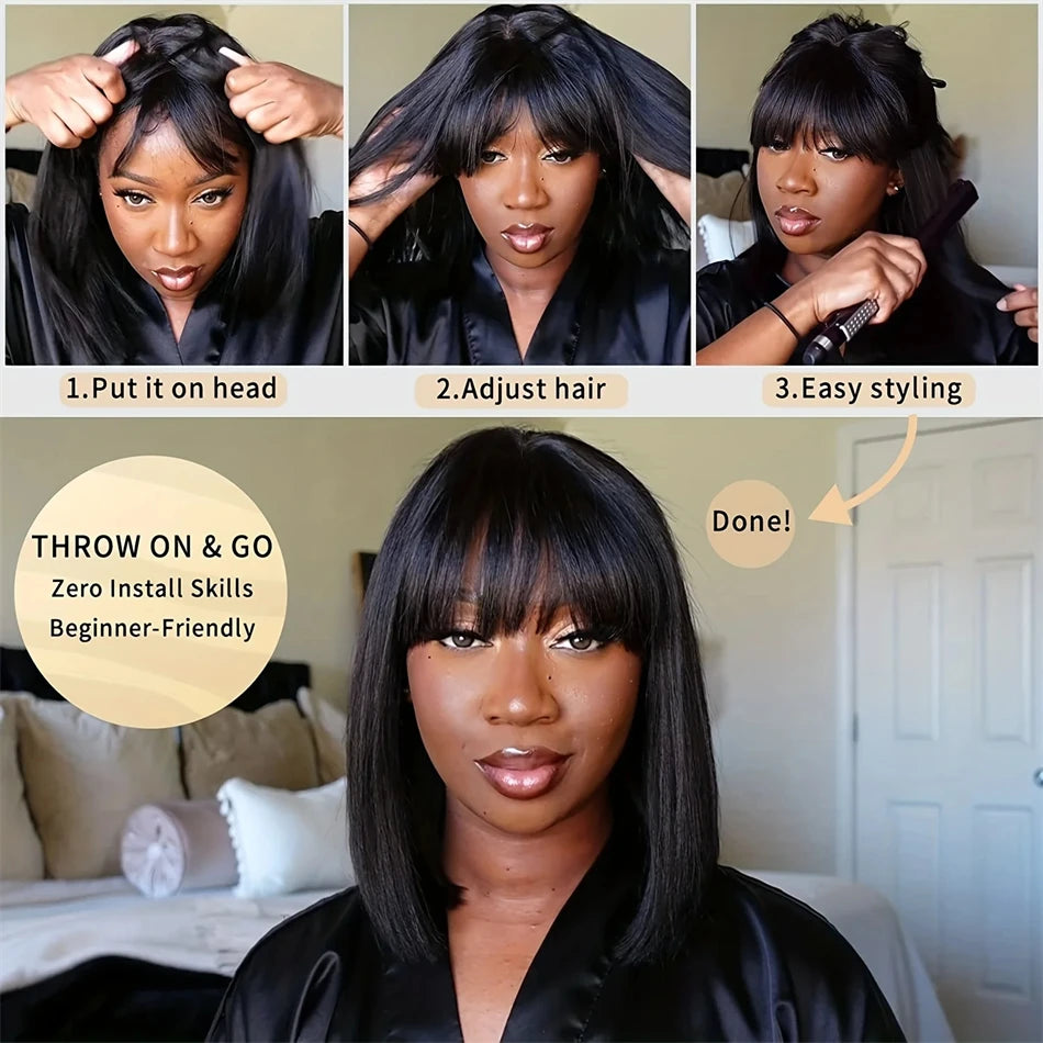 3X1 Middle Part Lace Wig Bone Straight 100% Human Hair Wigs For Women Nitoostore
