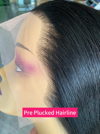 250 Density 100 Human Hair Lace Frontal Wigs Straight Natural Black Nitoostore