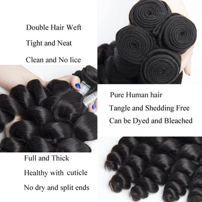 Extensions Natural Black3pcs Body Wave / Water Wave / Deep Wave / Loose Wave / Straight 100% Virgin Human Hair Bundles Nitoostore