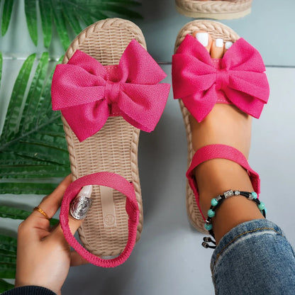 Lightweight Sandals Fashion Beach Casual Slippers Outdoor Bow Tie Flat Shoes Home Slides Women Nitoostore