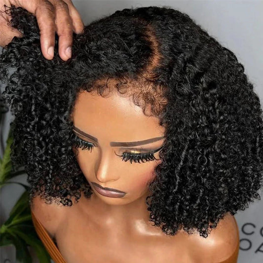 Curly Human Hair Frontal Wig 4C Edges Lace Front Wigs Transparent 4x4 Closure Human Hair Nitoostore
