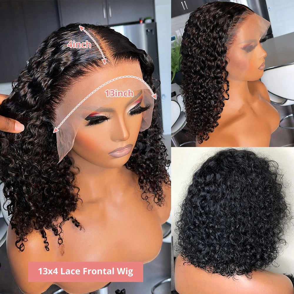 250% Density 13x6 13x4 HD Lace Frontal Wigs Deep Wave Lace Front Human Hair Wig Short Bob 7x5 Glueless Wigs Curly Human Hair Wig Nitoo Store