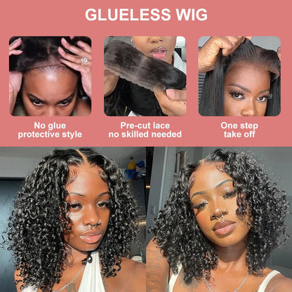 250% Density 13x6 13x4 HD Lace Frontal Wigs Deep Wave Lace Front Human Hair Wig Short Bob 7x5 Glueless Wigs Curly Human Hair Wig Nitoo Store