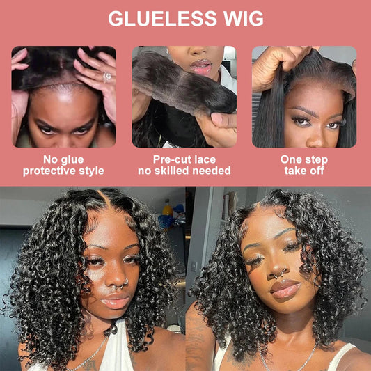 250% Density 13x6 13x4 HD Lace Frontal Wigs Deep Wave Lace Front Human Hair Wig Short Bob 7x5 Glueless Wigs Curly Human Hair Wig Nitoo Store
