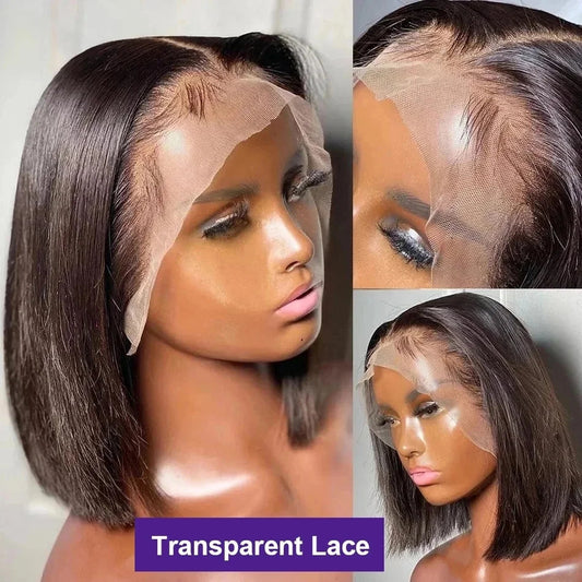 Human Hair 13X4 Lace Front Wig 180% Density Short Straight Frontal Nitoostore