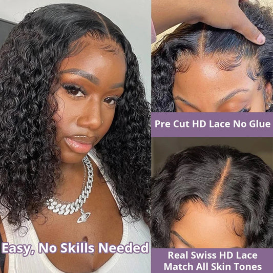 Wave 13x4 Bob Wigs Curly 7x5 Glueless Wig Human Hair Ready Nitoostore