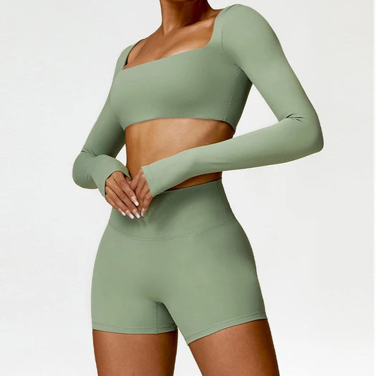 2PCS Yoga Suit Sports Set Women QWorkout Long Sleeve Sports My Store