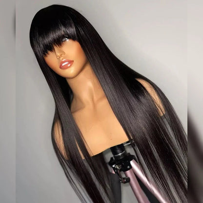 Human Hair Wigs With Bang Full Natural Color Nitoostore
