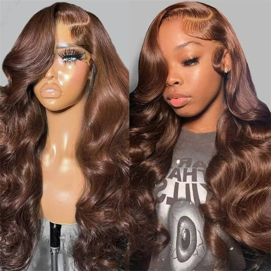Chocolate Brown  HD 13x6 Lace Frontal Wig 100% Colored Body Wave Human Hair 4x4 5x5 Preplucked Nitoostore