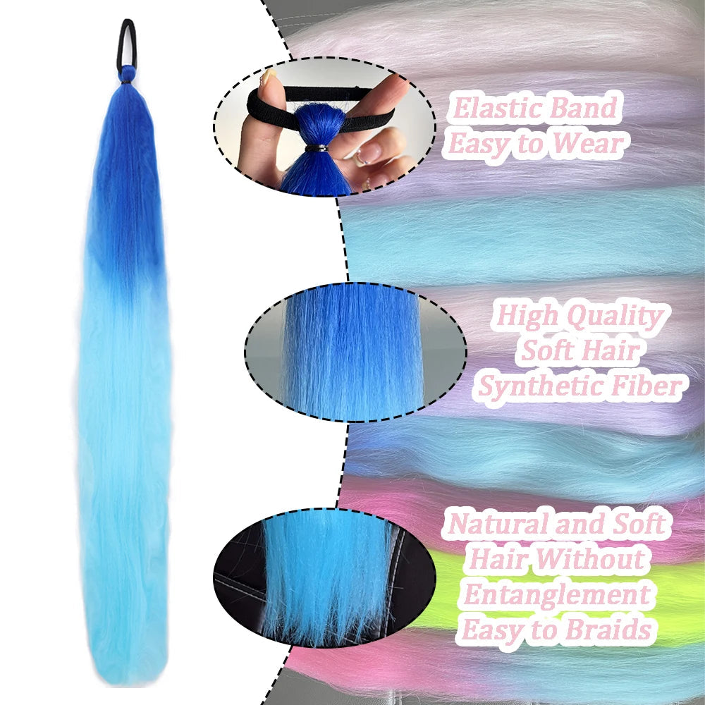 Synthetic Colorful Ponytail Extensions,2 Pcs Nitoo Store