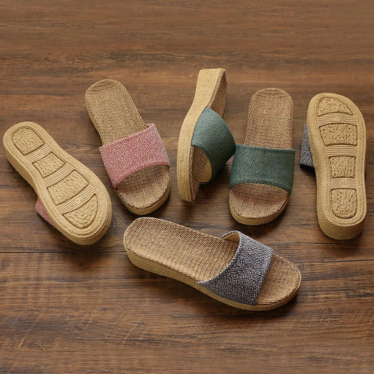 Linen Slippers Female Summer Home Knitting Fashion Nitoostore