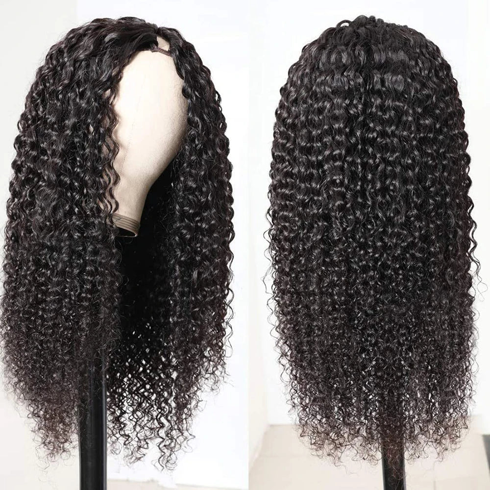 Curly U V Part Wig Human Hair  for Women 180% Density Nitoostore