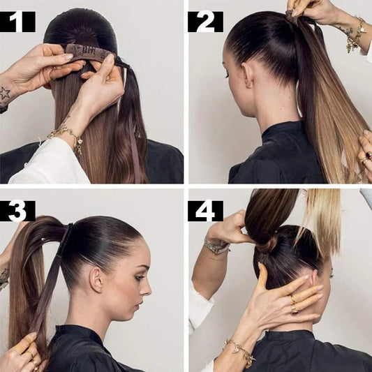 LISI GIRL Long Straight Ponytail Wrap Around Clip in Hair Extension Nitoo Store