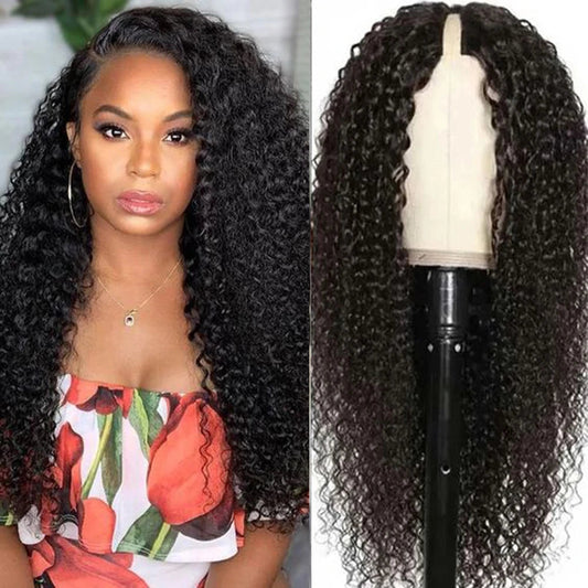 Curly U V Part Wig Human Hair  for Women 180% Density Nitoostore