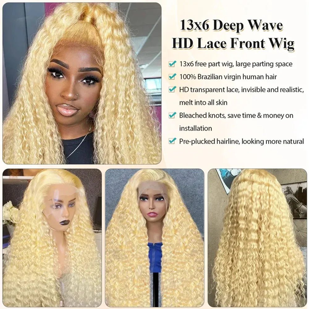 Blonde 613 HD Lace Frontal Wig 13x6 Curly Wave - Nitoo Store
