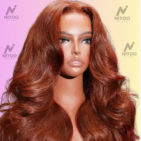 30 Inch Reddish Brown Body Wave Lace Frontal Nitoo Store