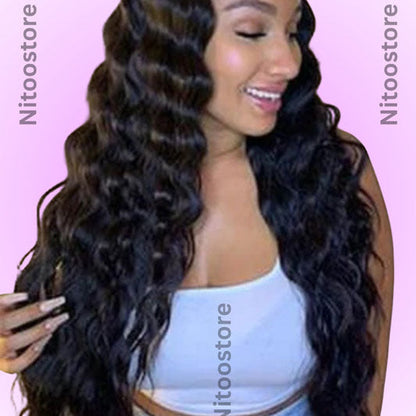 100% Virgin Human Hair Bundles, Natural Black 3pcs Nitoostore