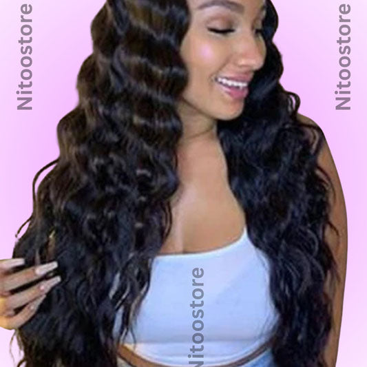 100% Virgin Human Hair Bundles, Natural Black 3pcs Nitoostore