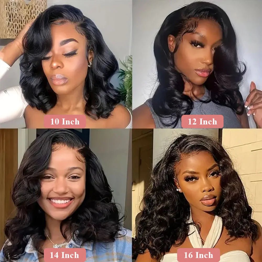 Body Wave Short Bob 13x6 Transparent Lace Front - Nitoo Store