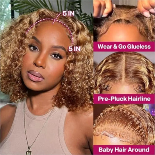 Deep Wave Bob Wig Human Hair Glueless - Nitoo Store