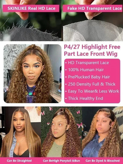 Deep Wave HD Lace Front Wig 250% , Human Hair - Nitoo Store