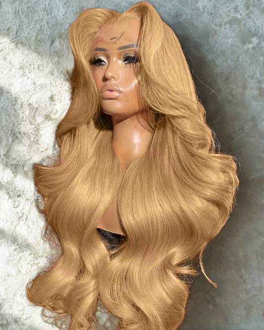 Body Wave #27 Honey Blonde 13x6 HD Transparent  Lace Frontal Human Hair Wig Colored- NitoostoreNitoostore