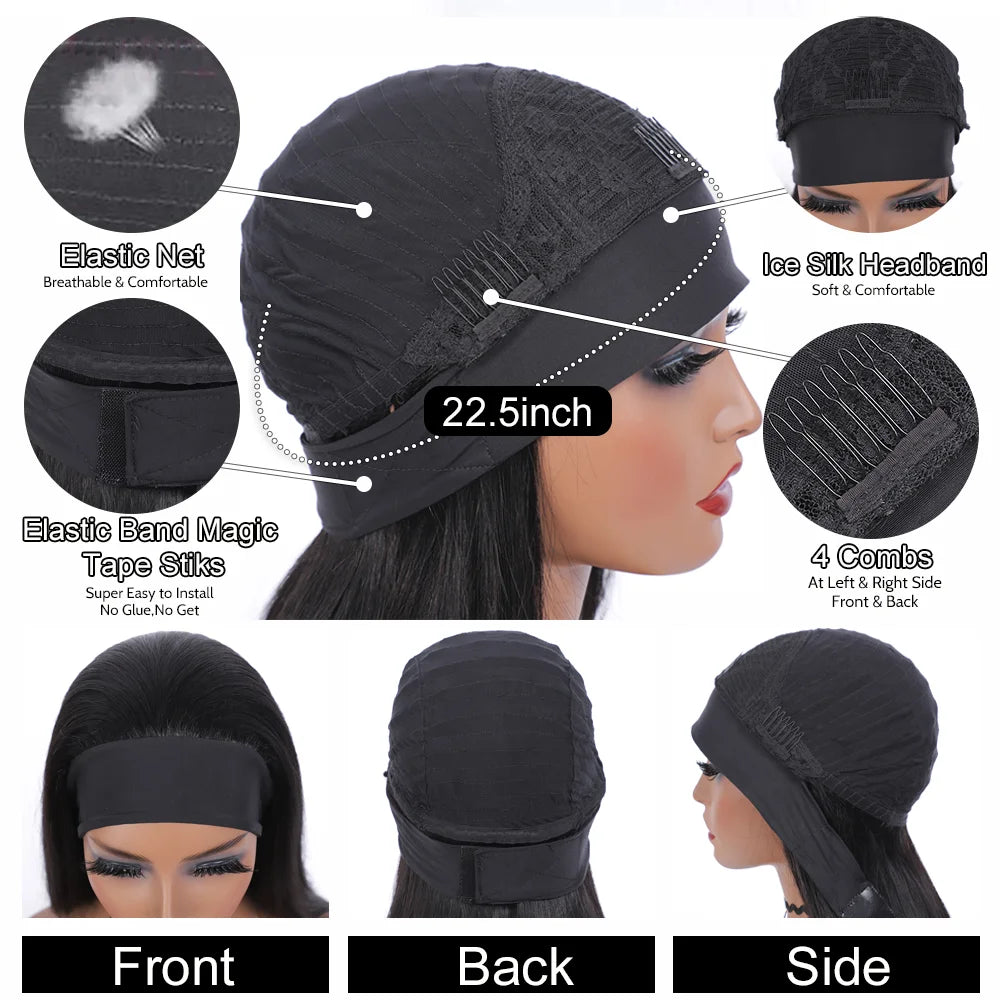 Headband Wig Human Hair Body Wave Wig - Nitoo Store