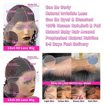 Lace Deep Wave Wig 100% Brazilian Human Hair for Natural Curly Glam - Nitoo Store
