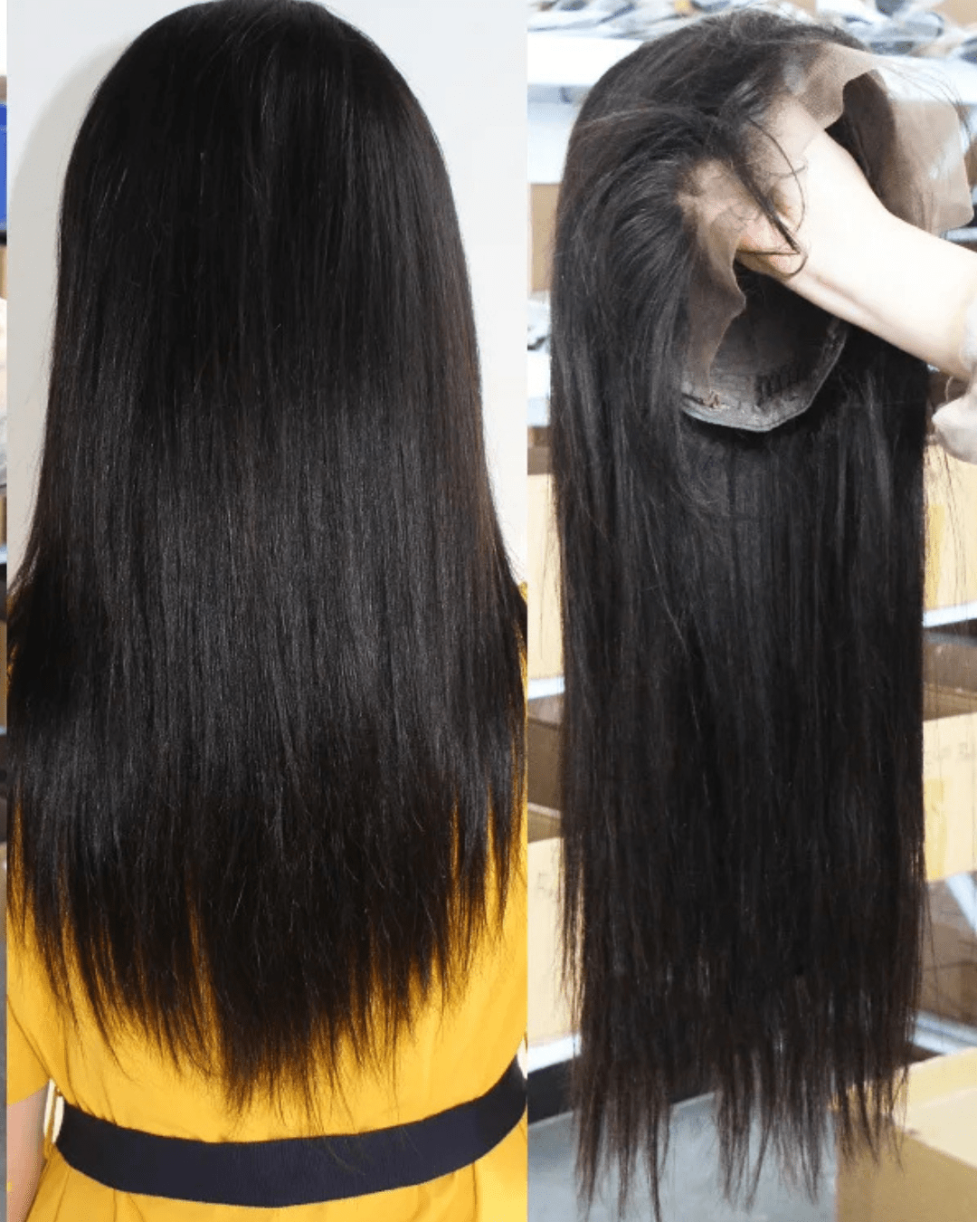 Natural Black HD Transparent Lace Front Human Hair Wig, - Nitoo Store