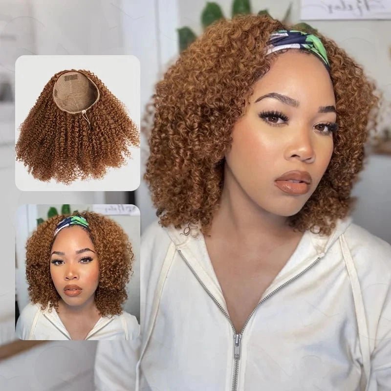 New Trend 3 - IN - 1 Honey Blonde Kinky Curly Half Wig - Nitoo Store