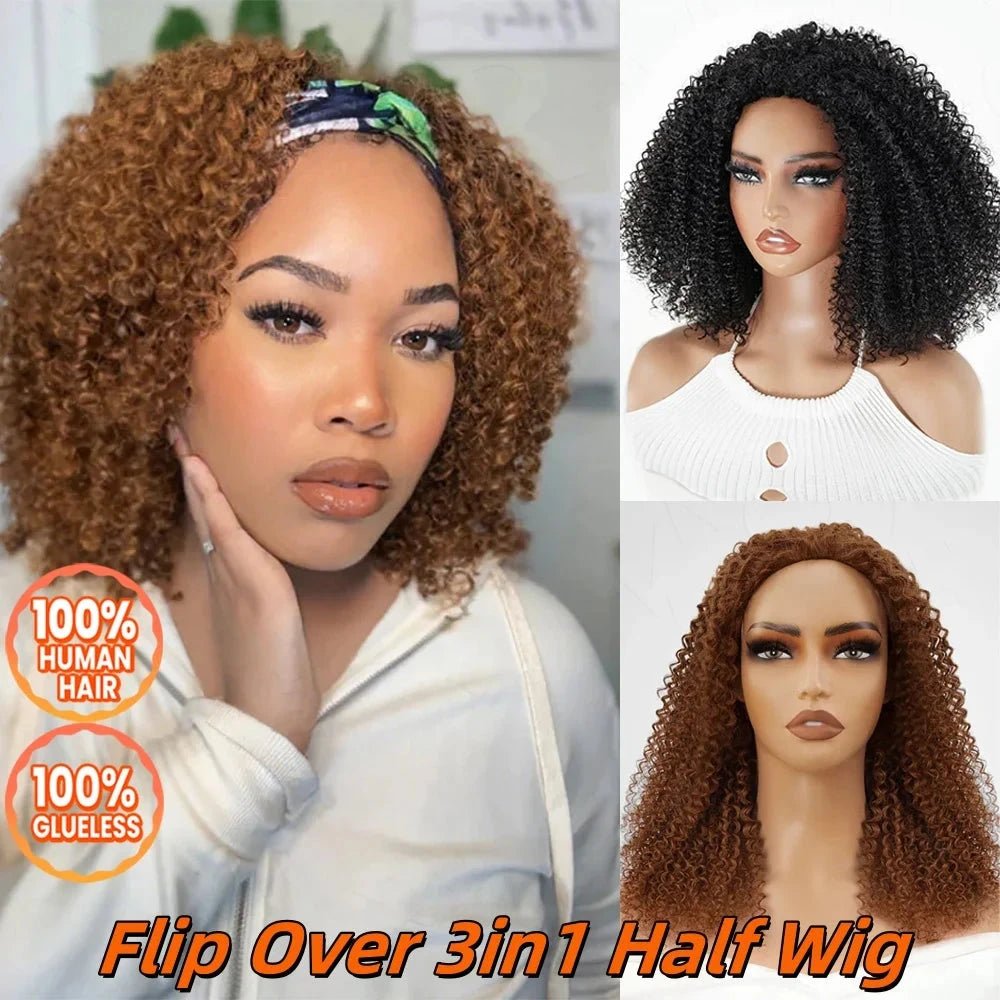 New Trend 3 - IN - 1 Honey Blonde Kinky Curly Half Wig - Nitoo Store