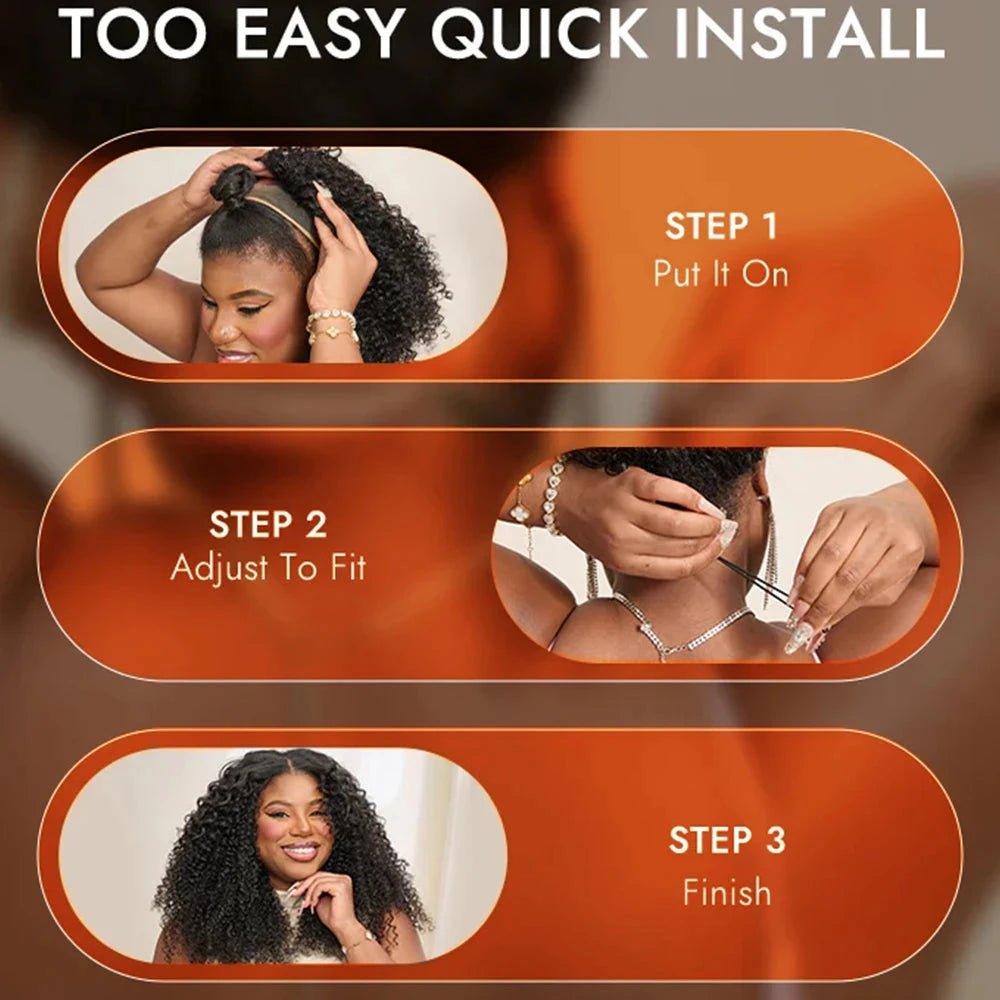 New Trend 3 - IN - 1 Honey Blonde Kinky Curly Half Wig - Nitoo Store