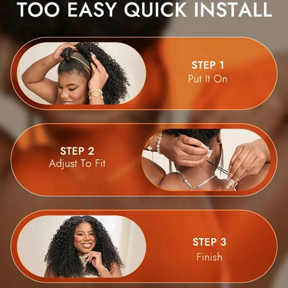 New Trend 3 - IN - 1 Honey Blonde Kinky Curly Half Wig - Nitoo Store