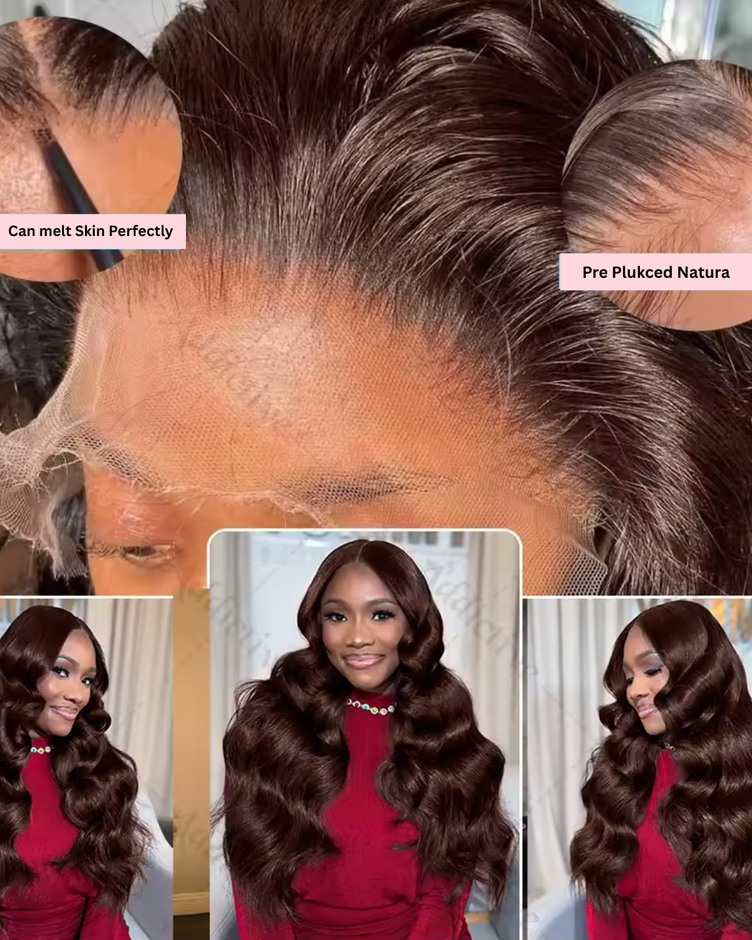 30 36 Inch 250 Density Chocolate Brown Body Wave 13x6 HD Lace Front Human Hair Wigs  Colored 13x4 Nitoostore