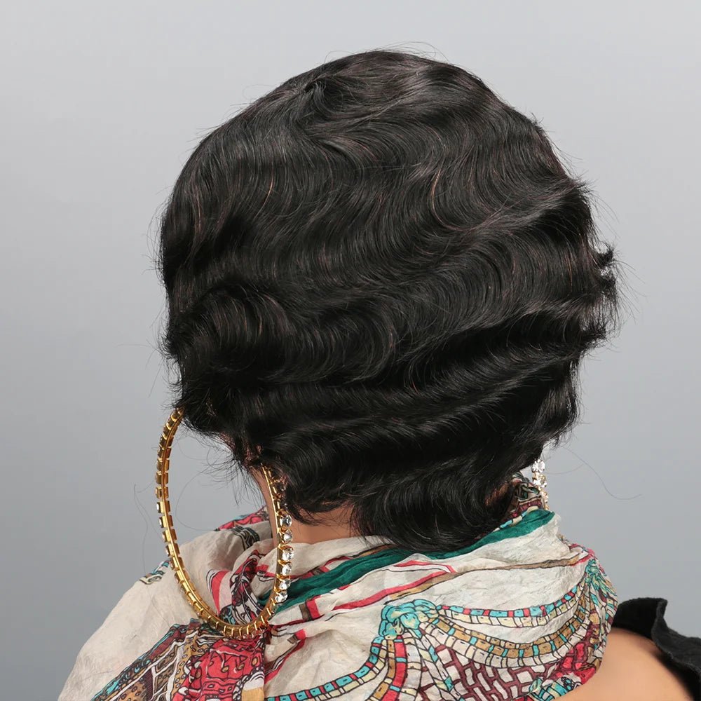 Women's Ocean Wave Wig, Pixie Cut, Natural Hair, Brown, Natural Color - Nitoo Store